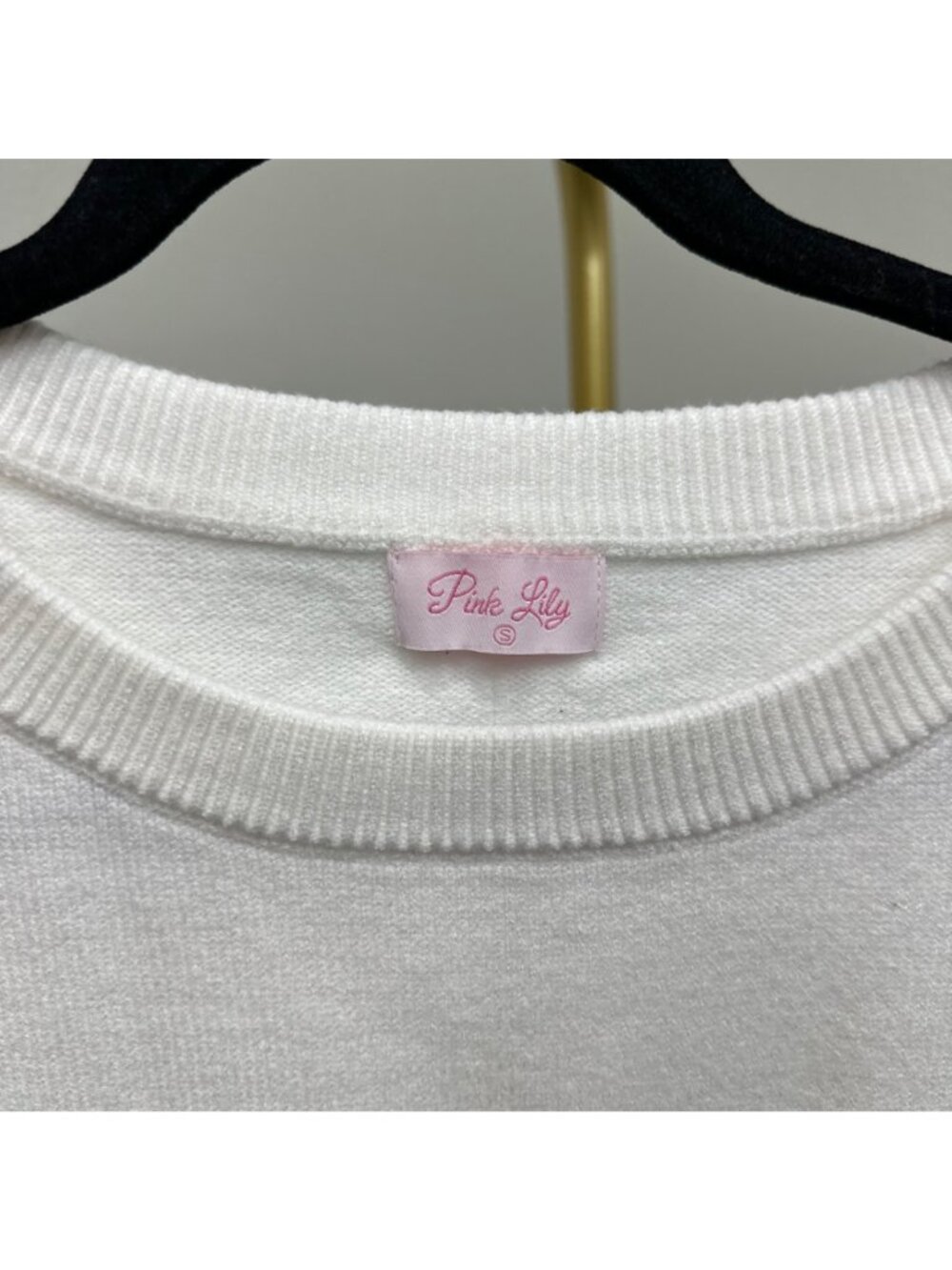 Pink Lily White American Flag Knit Textured Knit Pullover Sweater Womens Small - Picture 2 of 8